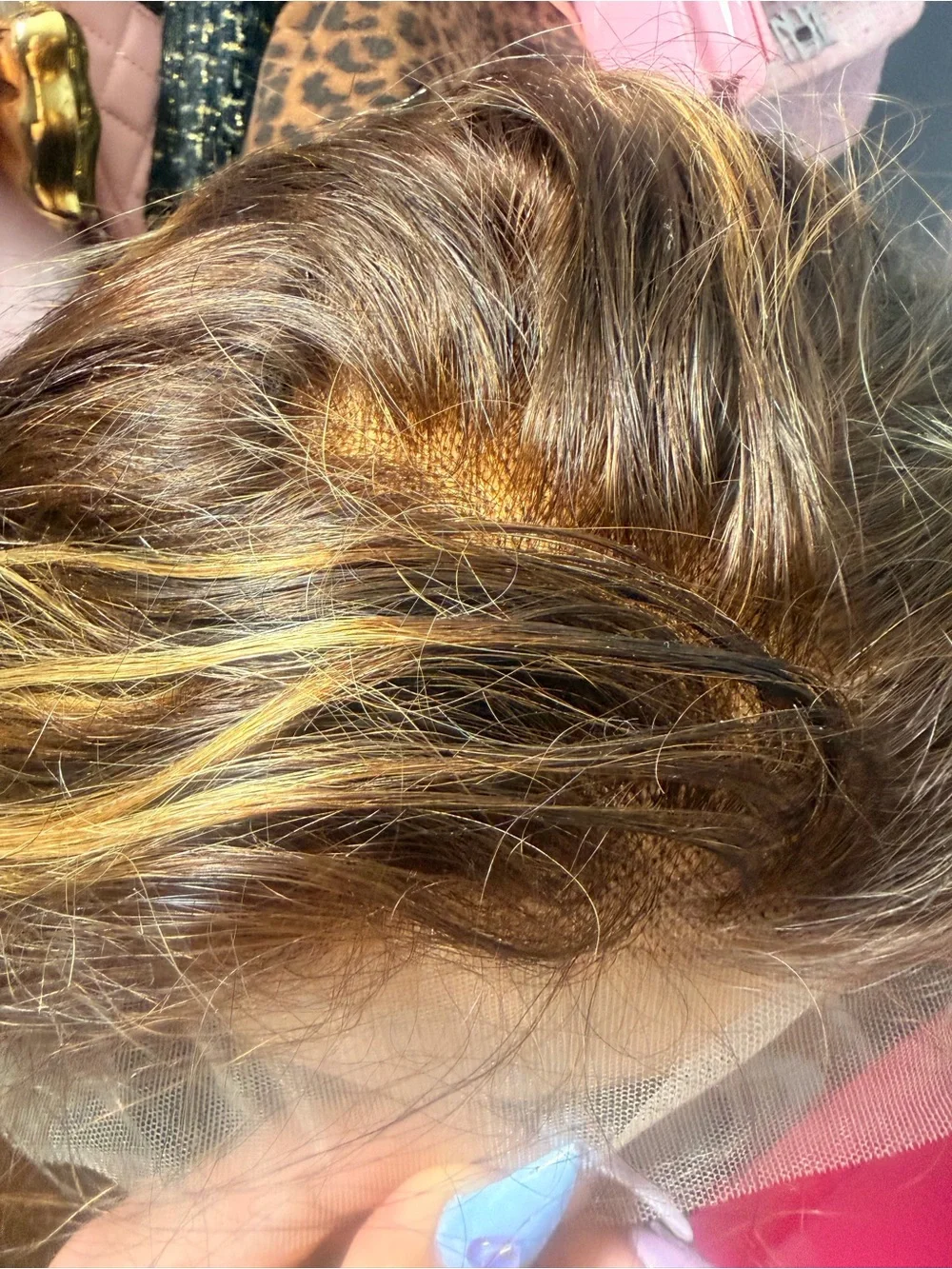 Stylish Brown Wig with Golden Blonde Highlights - Women Hair synthetic
